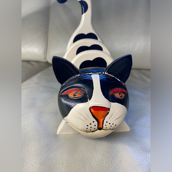 Cat Letter Holder, Carved Wood, Hand Painted - Picture 2 of 11